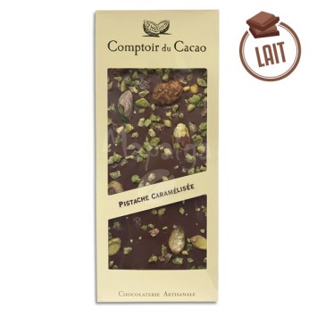 Tablet al cioccolato a pistacchio caramellato - 90G - Le comptoir du cacao