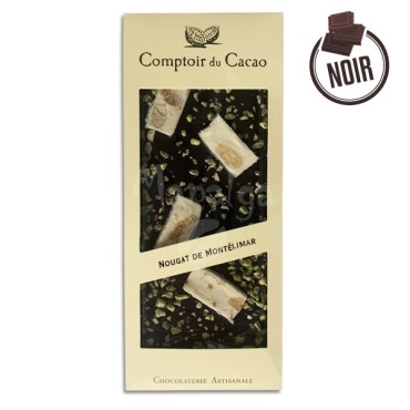 Compressa di cioccolato fondente Montélimar Nougat - 90G - Le Comptoir du Cocoa