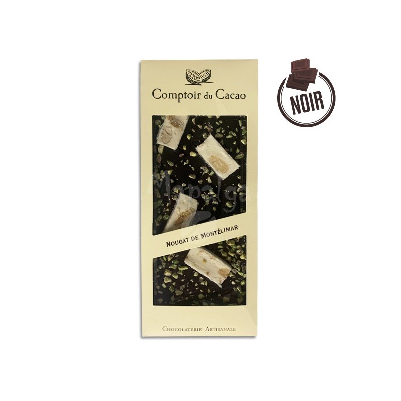 Montélimar Nougat Dark Chocolate Tablet - 90g - Le Comptoir du Cocoa