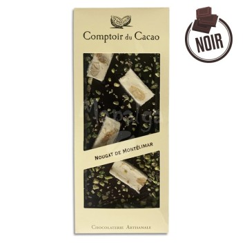 Montélimar Nougat Dark Chocolate Tablet - 90g - Le Comptoir du Cocoa