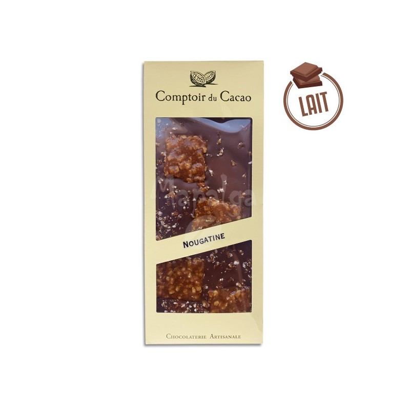 Tablette chocolat au lait Nougatine - 90g - LE COMPTOIR DU CACAO