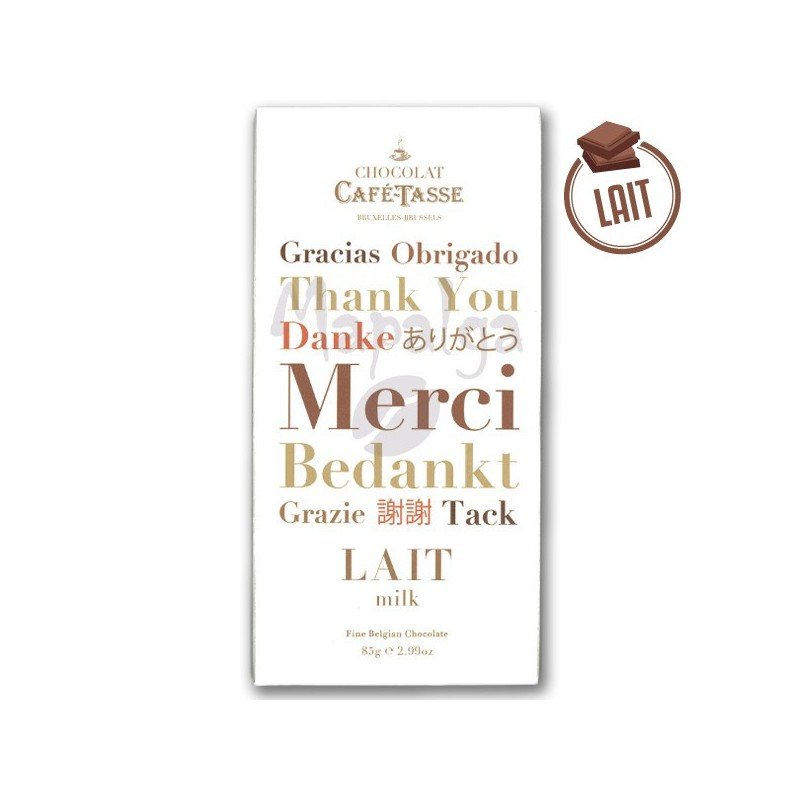 Tablette Chocolat au LAIT MERCI 85g - CAFÉ TASSE Tablette Chocolat au LAIT MERCI 85g - CAFÉ TASSE