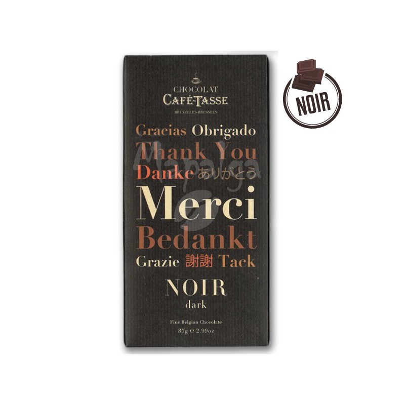Tablette Chocolat NOIR MERCI 85g - CAFÉ TASSE