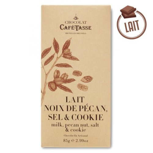Milk chocolate tablet pecan salt & cookie 85g - cafe -tasse