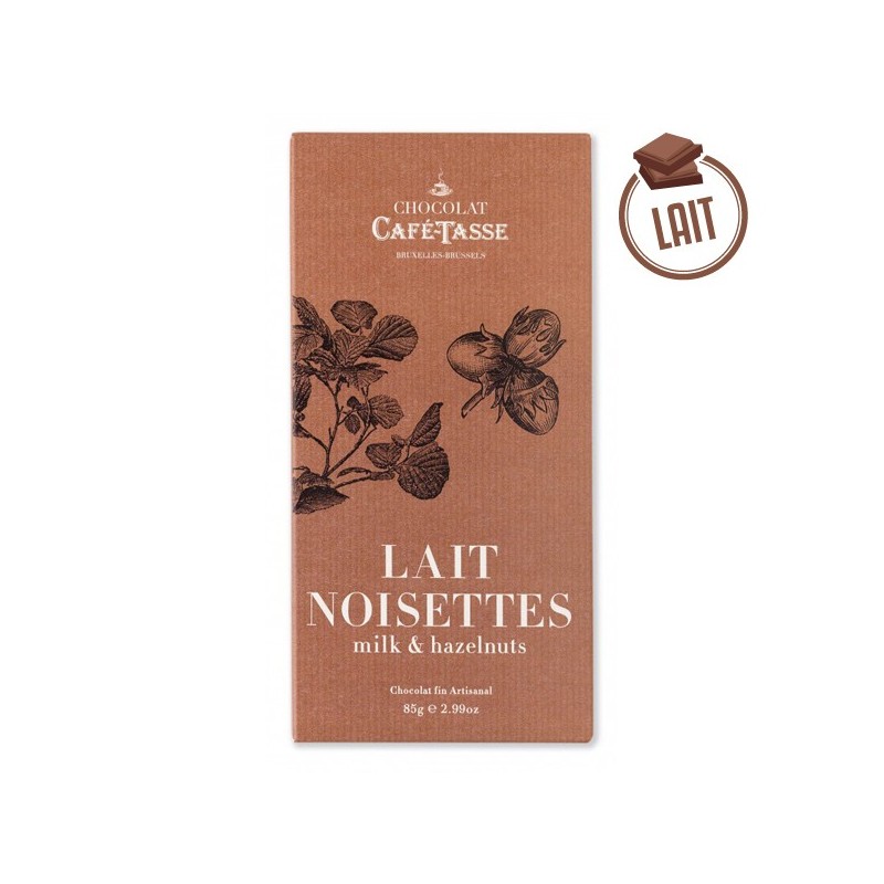 Tablette Chocolat LAIT NOISETTES 85g - CAFÉ TASSE Tablette Chocolat LAIT NOISETTES 85g - CAFÉ TASSE