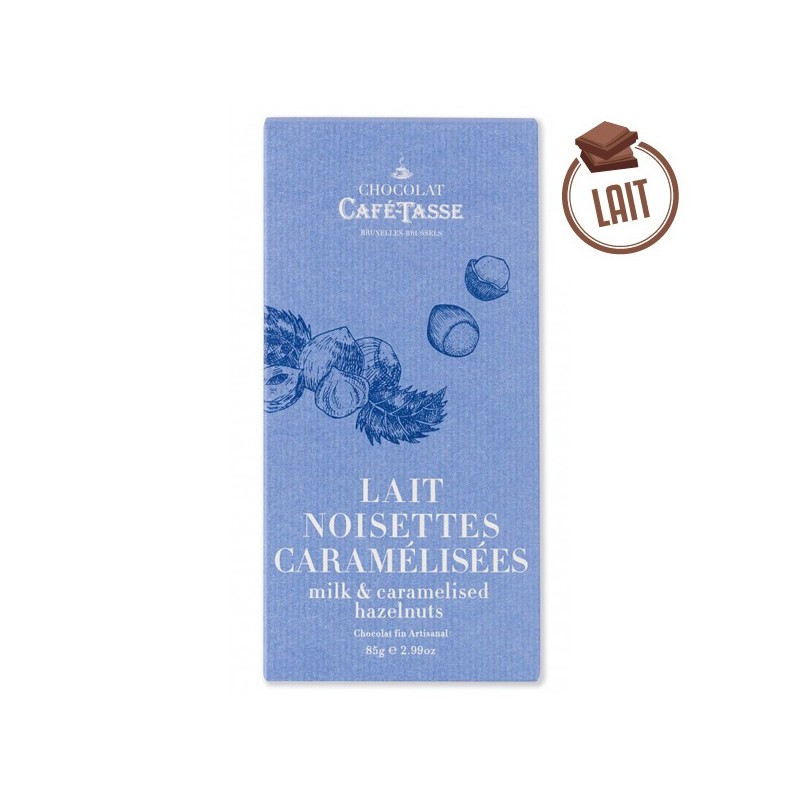 Tablette Chocolat LAIT NOISETTES CARAMÉLISÉES 85g - CAFÉ TASSE