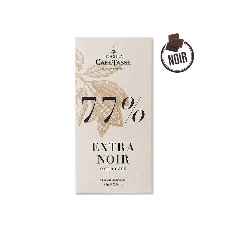 Tablette chocolat EXTRA NOIR 77% cacao 85g - CAFÉ TASSE