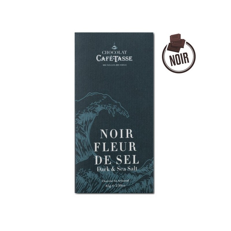 Tablette de chocolat NOIR FLEUR DE SEL 85g - CAFÉ TASSE Tablette de chocolat NOIR FLEUR DE SEL 85g - CAFÉ TASSE