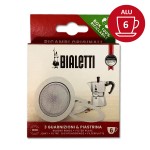 Set de 3 joints + 1 filtre cafetière aluminium 6 Tasses - BIALETTI