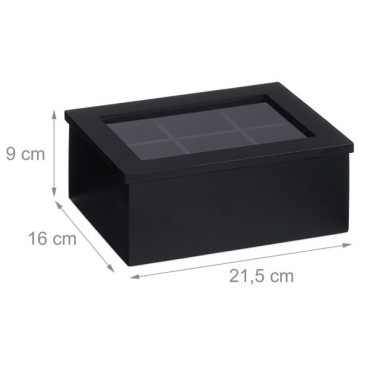 Black tea box 6 compartments - Relaxdays