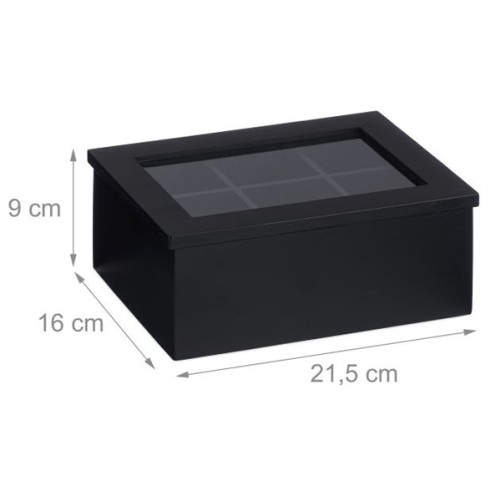 Black tea box 6 compartments - Relaxdays