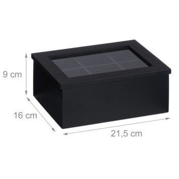 Black tea box 6 compartments - Relaxdays