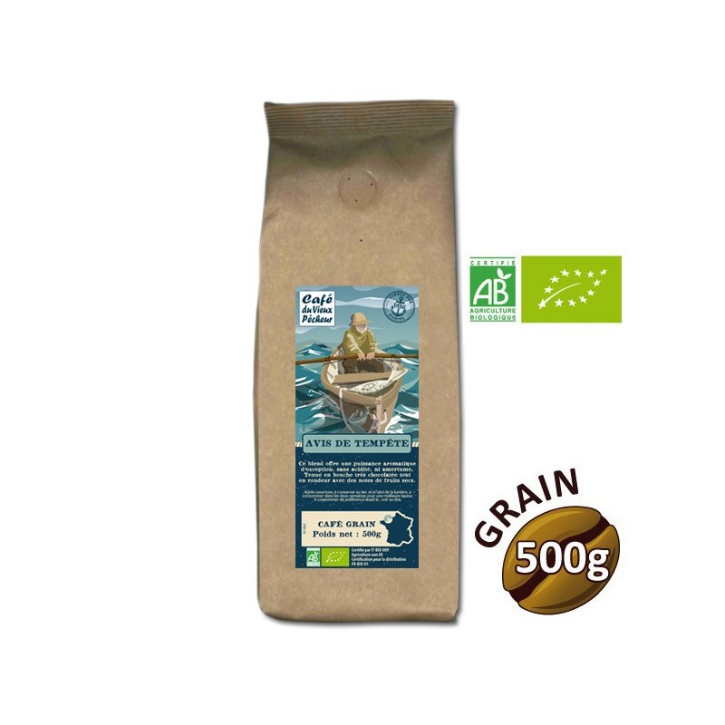 Coffee grain blend organic storm notice 500g - Café du Vieux fisherman