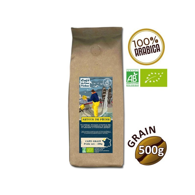 100% Arabica Grain Coffee Back Bio 500G - Café Du Vieux Fisherman
