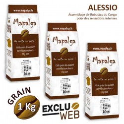 Pack x 3 Café grain ALESSIO 100% ROBUSTA - 1 kg - MAPALGA