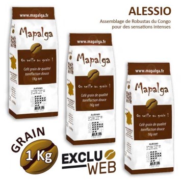 X 3 Café Grain Alessio 100% Robusta Café - 1 kg - Mapalga
