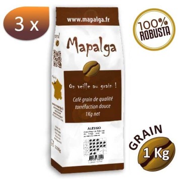 X 3 Café Grain Alessio 100% Robusta Café - 1 kg - Mapalga