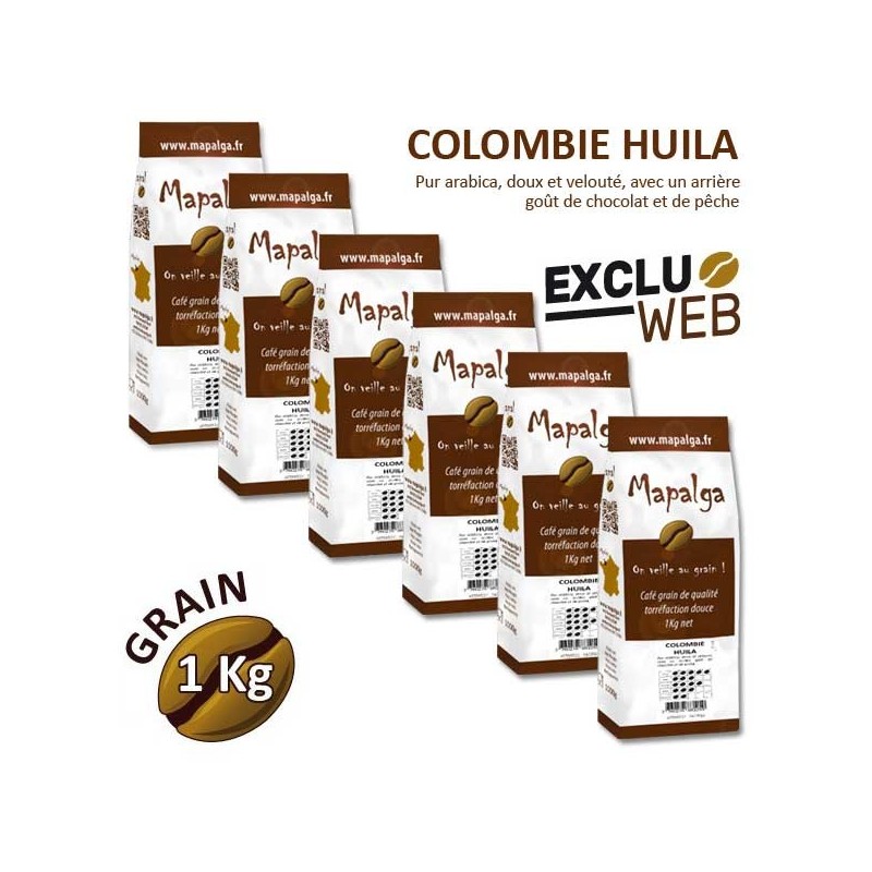 Pack x 6 Café grain COLOMBIE HUILA - 1 kg - MAPALGA