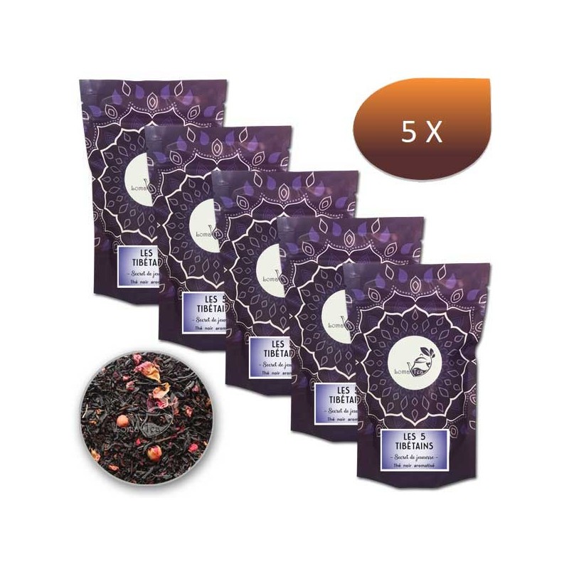 Pack x 5 Thé noir LES 5 TIBÉTAINS VRAC 100g - LOMATEA