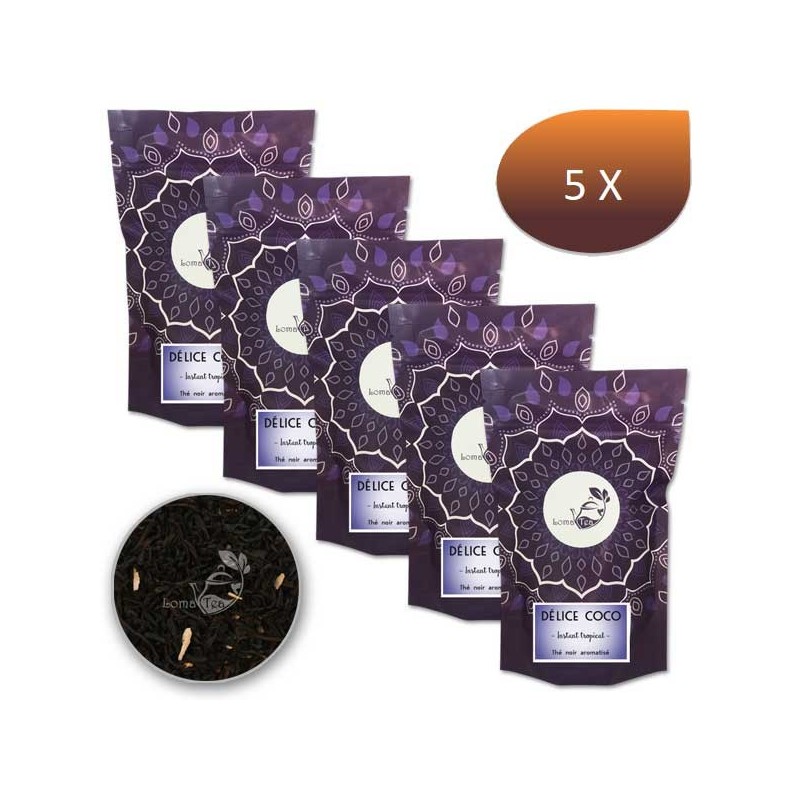 Pack x 5 Thé noir DÉLICE COCO VRAC 100g - LOMATEA