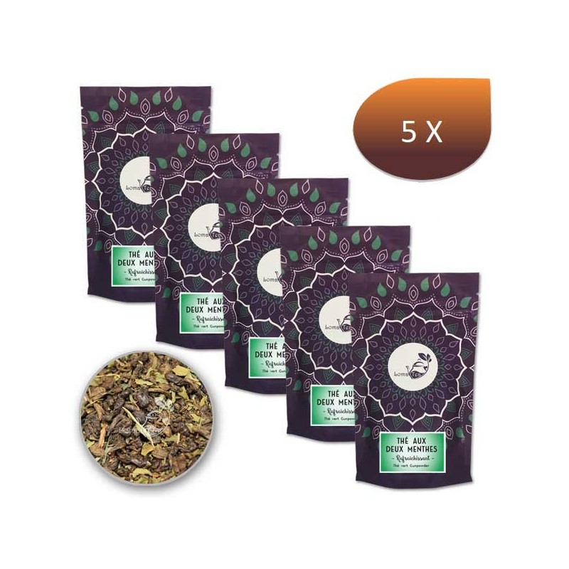 Pack x 5 green tea two mints Lomatea bulk 100g