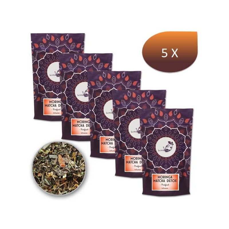 Pack x 5 Infusion MORINGA MATCHA DETOX VRAC 70g - LOMATEA