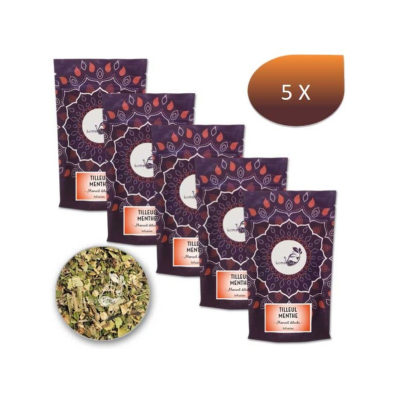 Pack x 5 Infusion TILLEUL MENTHE VRAC 70g - LOMATEA