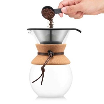 Cafetière 1 Litre Pour Over liège et cuir BODUM