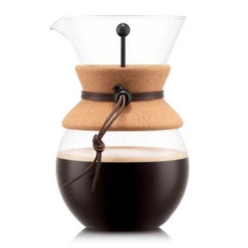 Cafetière 1 Litre Pour Over liège et cuir BODUM