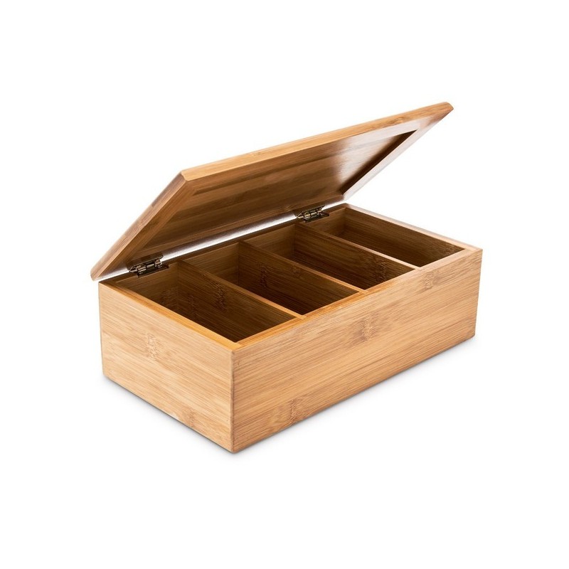 Bamboo tea box 4 large compartments