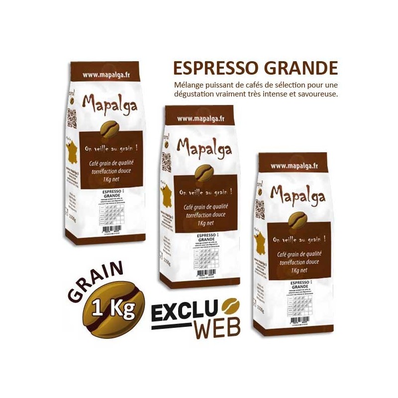 Pack x 3 Café grain ESPRESSO GRANDE - 1 kg - MAPALGA