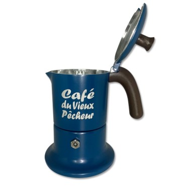 Italian coffee maker Moka Classic 3 cups Café du Vieux fisherman all fires - ANGELINA MADE IN ITALY