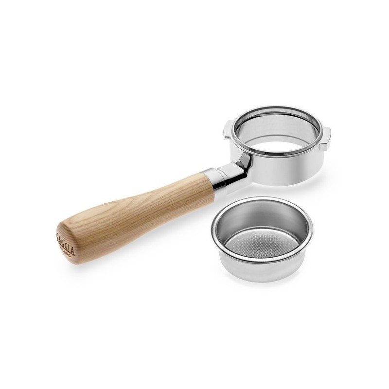 Porte-filtre sans fond avec filtre inox 58 mm poignée bois frêne RI9142/01 / 421946507221 - GAGGIA