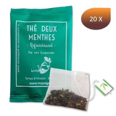 Thé vert DEUX MENTHES x 20 infusettes individuelles - LOMATEA