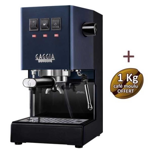 Machine à café espresso CLASSIC E24 CLASSIC BLUE GAGGIA RI9481/15 + 1 Kg de café moulu OFFERT