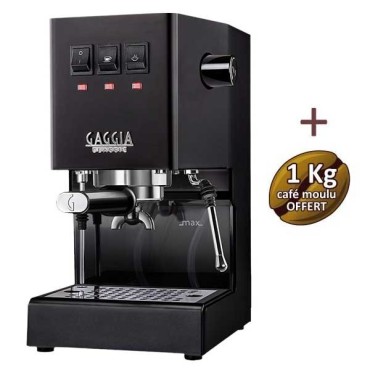 Machine à café espresso CLASSIC E24 THUNDER BLACK GAGGIA RI9481/14 + 1 Kg de café moulu OFFERT