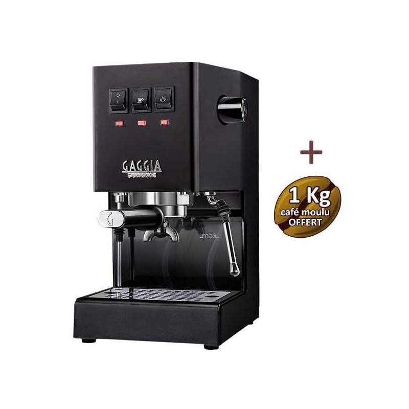 Machine à café espresso CLASSIC E24 THUNDER BLACK GAGGIA RI9481/14 + 1 Kg de café moulu OFFERT