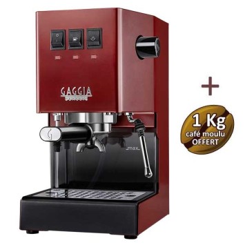 Espresso Classic E24 Cherry Red Gaggia Ri9481/12 + 1 kg of Moulu Coffee Coffee