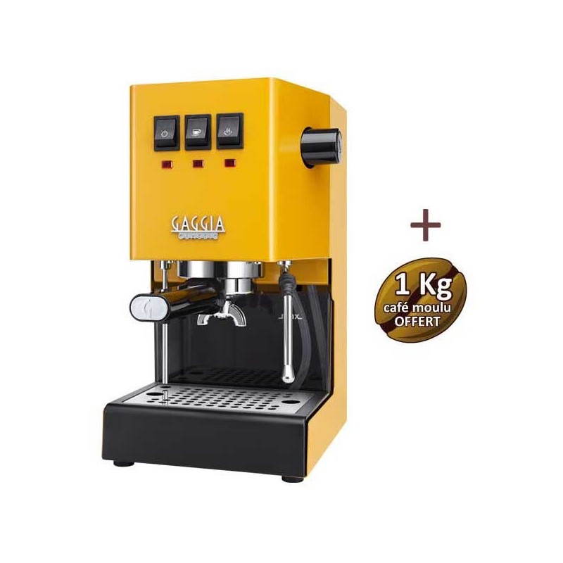 Machine à café espresso CLASSIC E24 SUNSHINE YELLOW GAGGIA RI9481/18 + 1 Kg de café moulu OFFERT