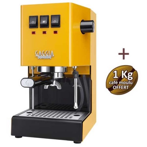 Coffee machine Espresso Classic E24 Sunshine Yellow Gaggia Ri9481/18 + 1 kg of Moulu Coffee offered