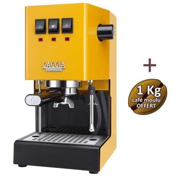 Coffee machine Espresso Classic E24 Sunshine Yellow Gaggia Ri9481/18 + 1 kg of Moulu Coffee offered
