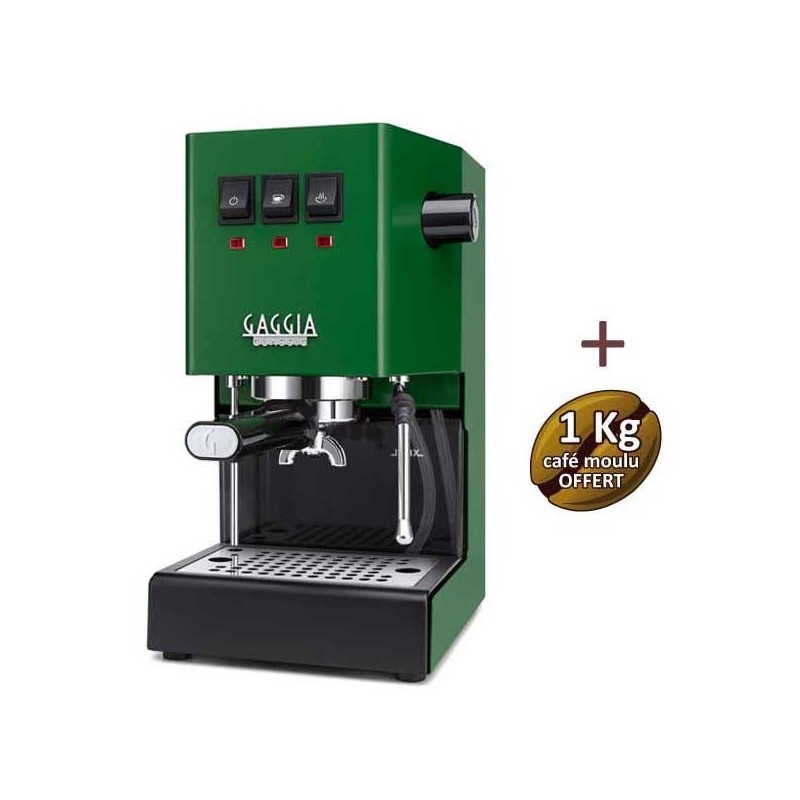 Macchina da caffè espresso classico e24 giungla verde gaggia ri9481/17 + 1 kg di caffè moulu offerto