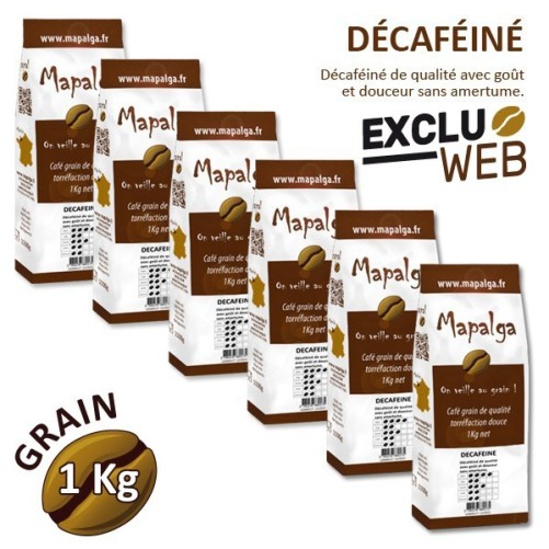 Café grain DÉCAFÉINÉ - 1 Kg - MAPALGA