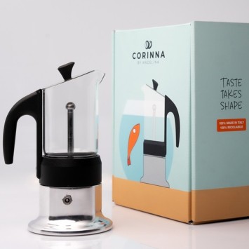 Cafetière italienne CORINNA argent 3 tasses TOUS FEUX COR30101 - ANGELINA MADE IN ITALY