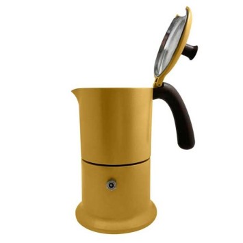 Cafetière italienne moutarde / marron 6 tasses TOUS FEUX ANG6IND1304 - ANGELINA MADE IN ITALY