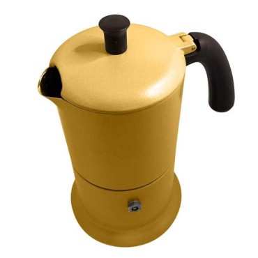 Cafetière italienne moutarde / marron 6 tasses TOUS FEUX ANG6IND1304 - ANGELINA MADE IN ITALY