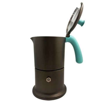 Cafetière italienne bronze / tiffany 6 tasses TOUS FEUX ANG6IND0701 - ANGELINA MADE IN ITALY