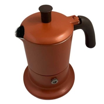 Cafetière italienne orange / marron 3 tasses TOUS FEUX ANG3IND1004 - ANGELINA MADE IN ITALY