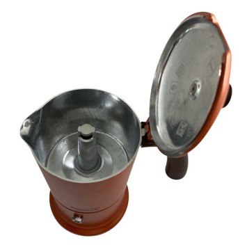 Cafetière italienne orange / marron 6 tasses TOUS FEUX ANG6IND1004 - ANGELINA MADE IN ITALY