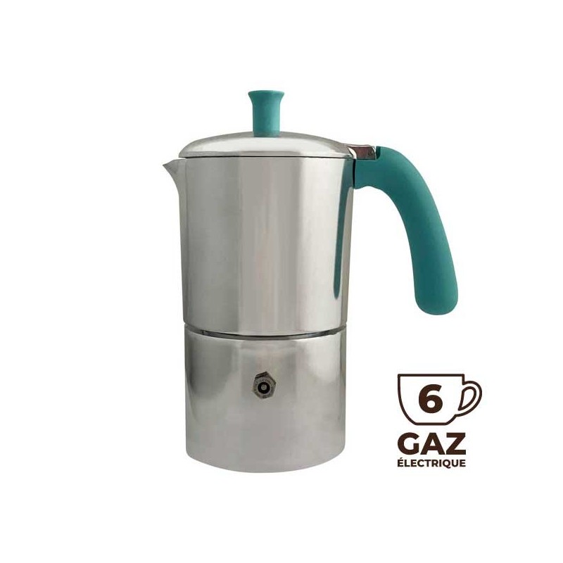 Cafetière italienne Aluminium / Tiffany 6 tasses Gaz ANG60001 - ANGELINA MADE IN ITALY